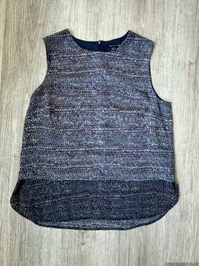 Theory Silk Sleeveless Top – Textured Print, Lightweight, Size M